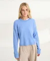 Naadam Lightweight Cashmere Ribbed Cropped Sweater In Sky Heather