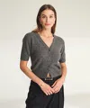 Naadam Lightweight Cashmere Short Sleeve Cardigan In Gray