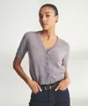 Naadam Lightweight Cashmere Short Sleeve Cardigan In Gray