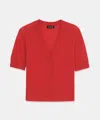 Naadam Lightweight Cashmere Short Sleeve Cardigan In Tomato Red