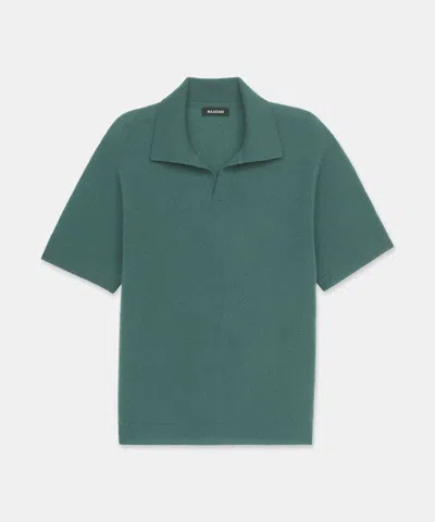 Naadam Lightweight Cashmere Short Sleeve Polo In Agave Green