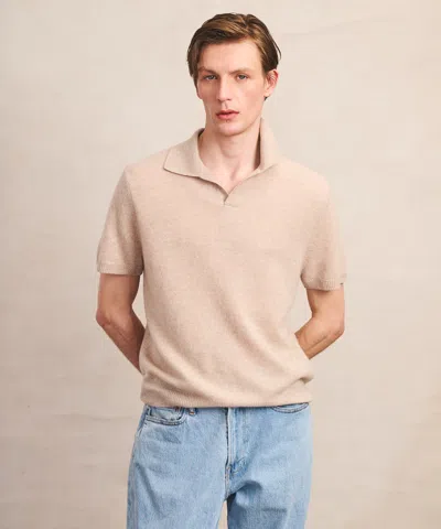 Naadam Lightweight Cashmere Short Sleeve Polo In Neutral
