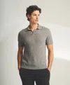 Naadam Lightweight Cashmere Short Sleeve Polo In Medium Gray