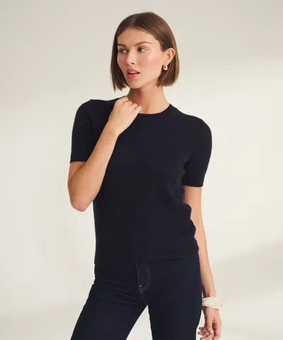 Naadam Lightweight Cashmere Short Sleeve Sweater In Blue