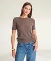 Naadam Lightweight Cashmere Short Sleeve Sweater In Brown