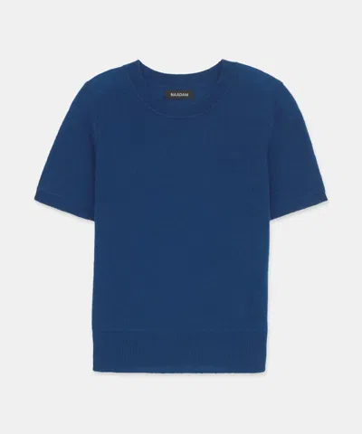 Naadam Lightweight Cashmere Short Sleeve Sweater In Dark Teal Blue