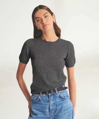 Naadam Lightweight Cashmere Short Sleeve Sweater In Gray