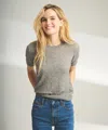 Naadam Lightweight Cashmere Short Sleeve Sweater In Medium Gray