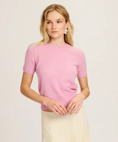 Naadam Lightweight Cashmere Short Sleeve Sweater In Pink