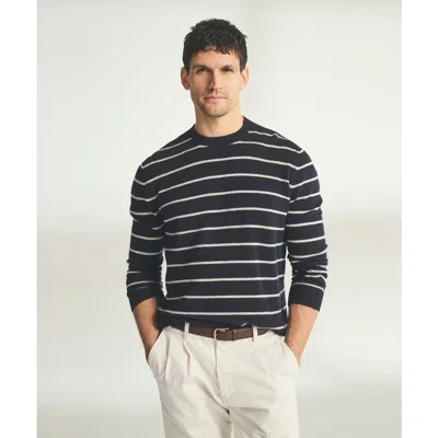 Naadam Lightweight Cashmere Striped Crewneck In Blue