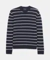 Naadam Lightweight Cashmere Striped Crewneck In Navy Combo