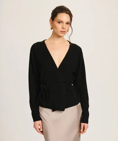 Naadam Lightweight Cashmere Wrap Top In Black
