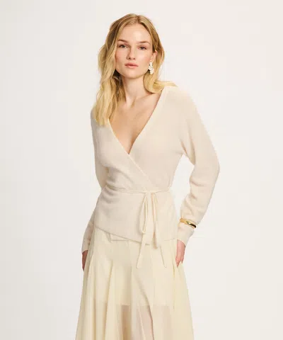 Naadam Lightweight Cashmere Wrap Top In White