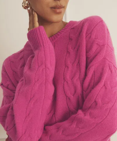 Naadam Luxe Cashmere Cable Crewneck In Pink