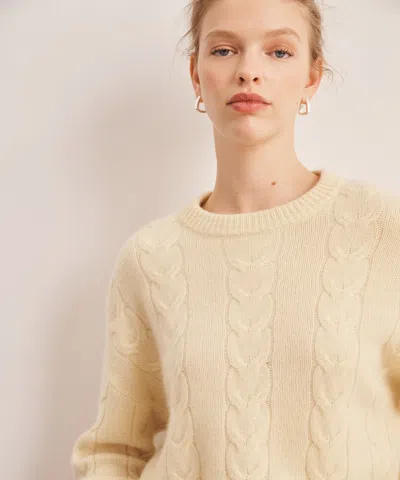 Naadam Luxe Cashmere Cable Crewneck In Neutral
