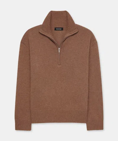 Naadam Luxe Cashmere High Neck Quarter Zip In Brown