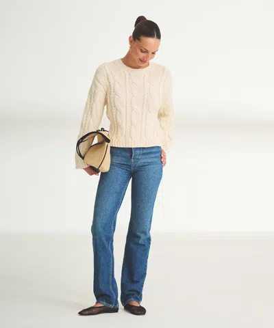 Naadam Luxe Cotton Cable Crewneck In White