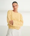 Naadam Luxe Cotton Cable Crewneck In Yellow