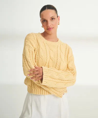 Naadam Luxe Cotton Cable Crewneck In Yellow