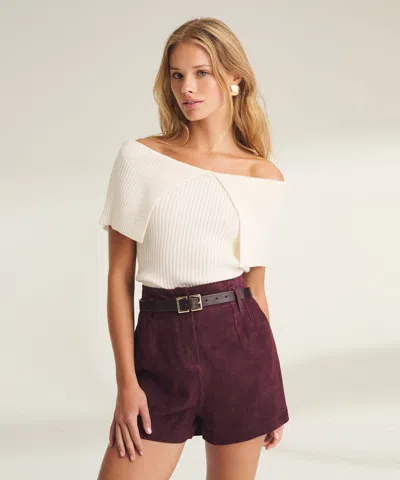 Naadam Luxe Cotton Silk Off The Shoulder Top In White