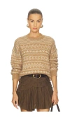 Naadam Luxe Lofty Alpaca Fair Isle Crewneck In Brown