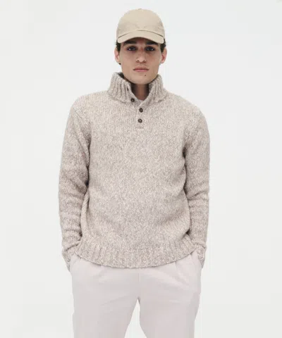 Naadam Luxe Marled Button Pullover Sweater In Camel