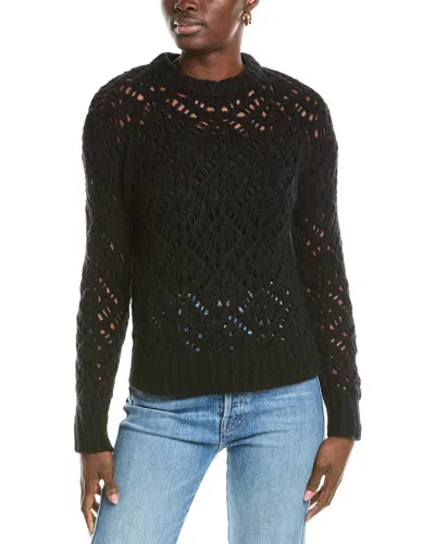 Naadam Luxe Open Stitch Crewneck Wool & Cashmere-blend Sweater In Black