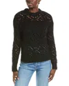 Naadam Luxe Open Stitch Crewneck Wool & Cashmere-blend Sweater In Black