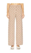 Naadam Luxe Plaid Jacquard Wide Leg Trouser In Beige Combo