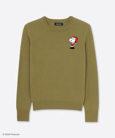 Naadam Men's Cashmere Snoopy Santa Holiday Sweater In Green