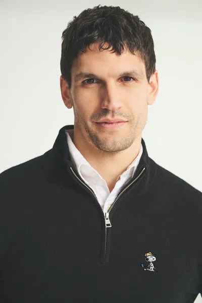 Naadam Men's Snoopy Golf Signature Cashmere Quarter Zip In Black