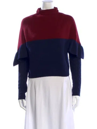 Pre-owned Naadam Merino Wool Colorblock Pattern Sweater In Blue