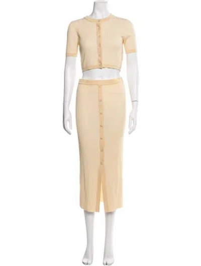 Pre-owned Naadam Merino Wool Cutout Accent Skirt Set W/ Tags In Neutral