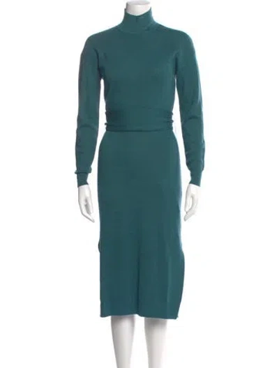 Pre-owned Naadam Merino Wool Midi Length Dress W/ Tags In Blue