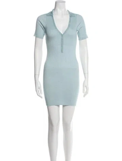 Pre-owned Naadam Merino Wool Mini Dress In Blue