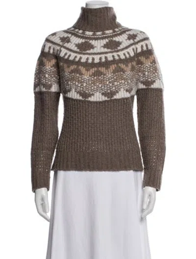 Pre-owned Naadam Merino Wool Patterned Sweater In Brown