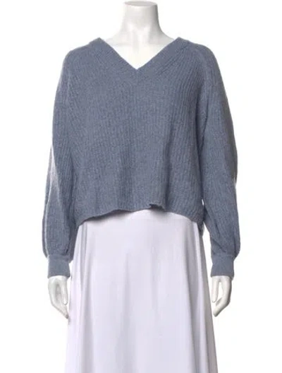 Pre-owned Naadam Merino Wool V-neck Sweater In Blue