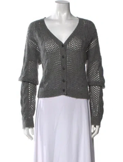 Pre-owned Naadam Merino Wool V-neck Sweater In Gray