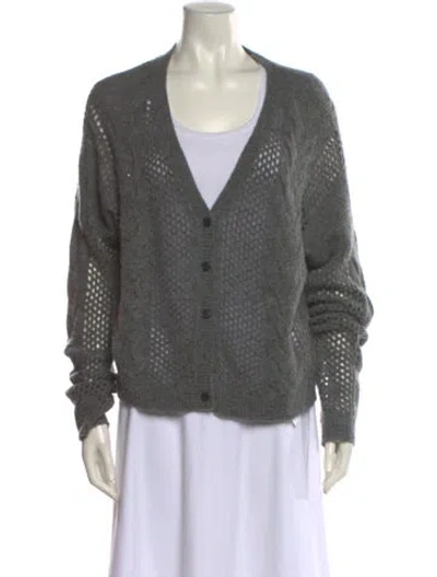Pre-owned Naadam Merino Wool V-neck Sweater In Gray