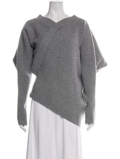 Pre-owned Naadam Merino Wool V-neck Sweater W/ Tags In Grey