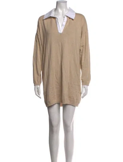 Pre-owned Naadam Mini Dress In Neutrals