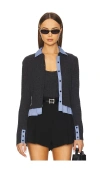 Naadam Cable-knit Mixed Media Cardigan In Charcoal