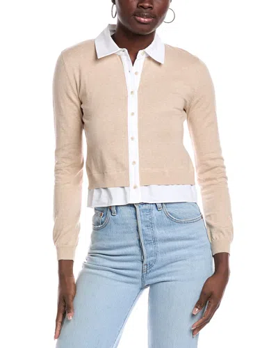 Naadam Mixed Media Cashmere-blend Cardigan In Neutral