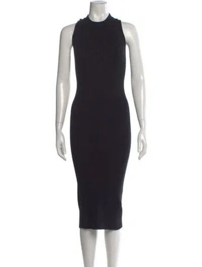 Pre-owned Naadam Mock Neck Midi Length Dress In Black
