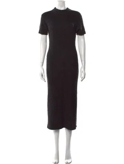 Pre-owned Naadam Mock Neck Midi Length Dress In Black