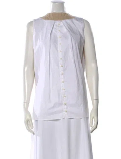 Pre-owned Naadam Mock Neck Sweater In White
