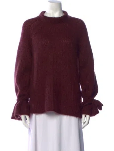 Pre-owned Naadam Mohair Mock Neck Sweater In Burgundy