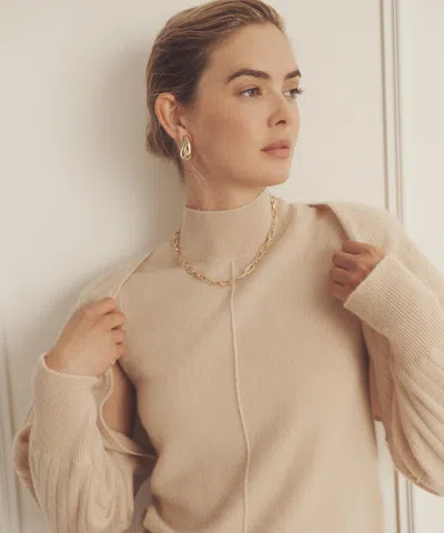 Naadam Novelty Cashmere Reversible Two Piece Turtleneck Set In White