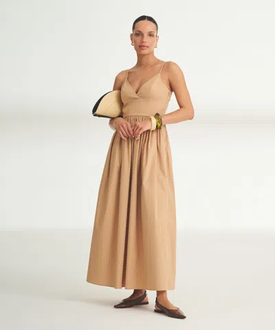 Naadam Novelty Woven Cotton Slip Dress In Neutral
