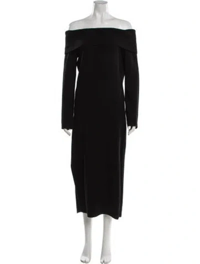 Pre-owned Naadam Off-the-shoulder Long Dress In Black